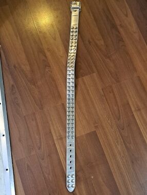 Silver Studded Leather Belt